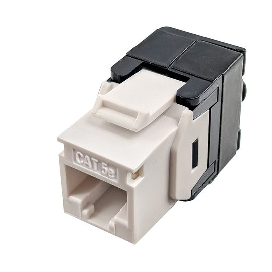 Simply45 Cat5e UTP 180° Keystone Jack, Toolless, Dust Cover, w/6-Color Snap-On ID Bars Included - 25/Pack