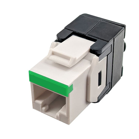 Simply45 Cat5e UTP 180° Keystone Jack, Toolless, Dust Cover, w/6-Color Snap-On ID Bars Included - 25/Pack
