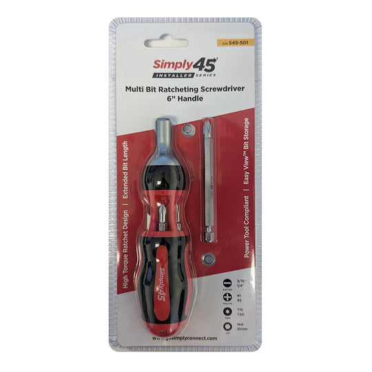 Simply45 7-In-1 Multi Bit Ratcheting Screwdriver, 9" Full Size