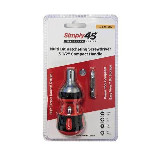 Simply45 7-In-1 Multi Bit Ratcheting Screwdriver, 4.5" Stubby