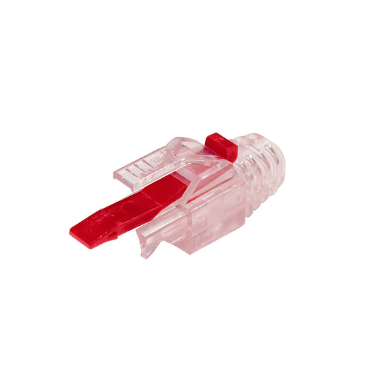 Simply45 PROSeries 7.3mm Strain Relief with Locking Pin for all Simpy45® UTP Cat6/Cat6A RJ45, Red Tint - 100pcs/bag