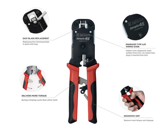 SCP Simply45 Heavy Duty Crimp Tool For Simply45 Pass Through Rj45 Plugs- Cat5E & Cat6