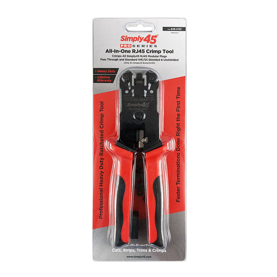 Simply45® PROSeries All-In-One RJ45 Crimp Tool for all S45 UTP & STP Pass-Through & Standard Connectors