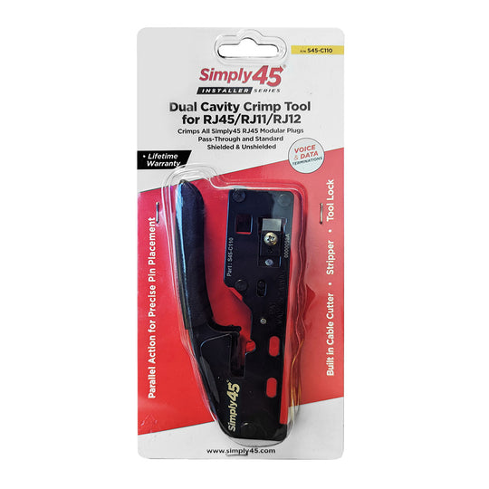 Simply45 Installer Series Dual Cavity Crimp Tool for STP/UTP Standard & Pass-Through RJ45 & RJ11 Connectors
