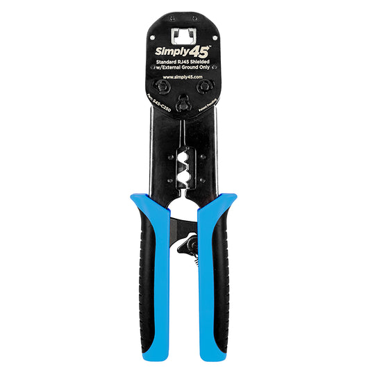 Simply45 Universal RJ45 Crimp Tool for Standard Shielded w/External Ground, No Secondary Strain Relief