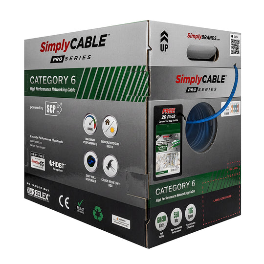 SimplyCABLE Cat6 UTP Pro Series UL - 1000ft Box Blue