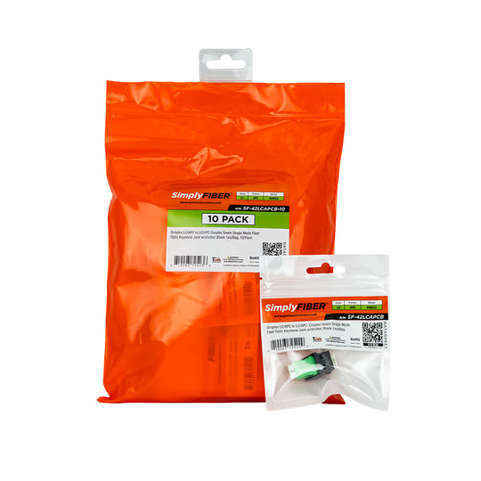SimplyFIBER Simplex LC/APC to LC/APC Green Single Mode Fiber Optic Keystone Jack w/Shutter