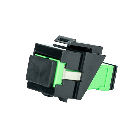 SimplyFIBER Simplex SC/APC to SC/APC Green Single Mode Fiber Optic Keystone Jack w/Shutter