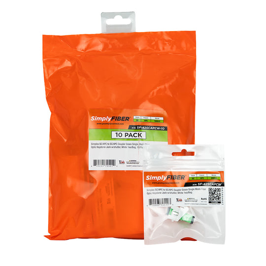 SimplyFIBER Simplex SC/APC to SC/APC Green Single Mode Fiber Optic Keystone Jack w/Shutter