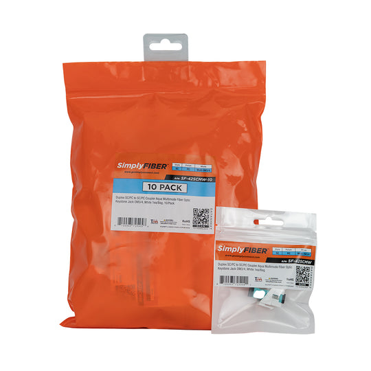 SimplyFIBER Duplex SC/PC to SC/PC Aqua Multimode Fiber Optic Keystone Jack OM3/4
