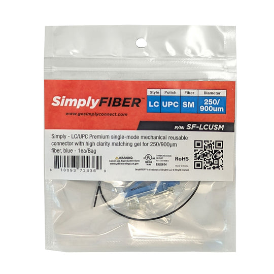 SimplyFiber LC/UPC SM Mechanical Connector, Blue - 1ea/Bag