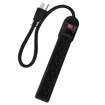 1.5 Ft 6-Outlet Surge Protector - Black