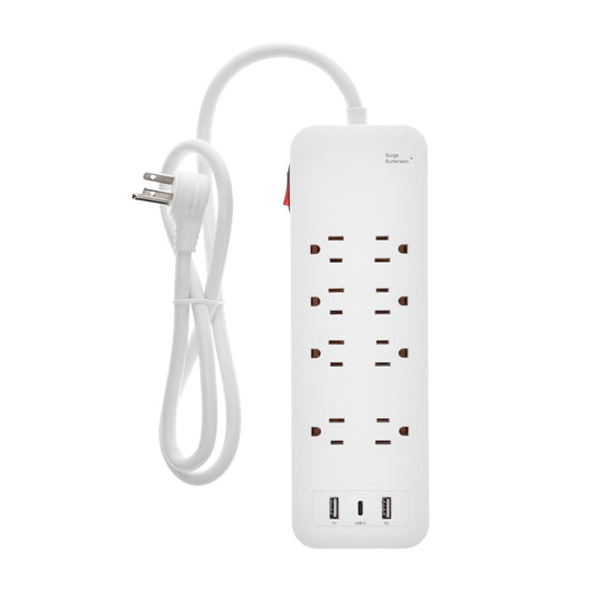 3Ft 8-Outlet Surge Protector 2USB-A+1USB-C,14AWG/3, 15A, 2450J