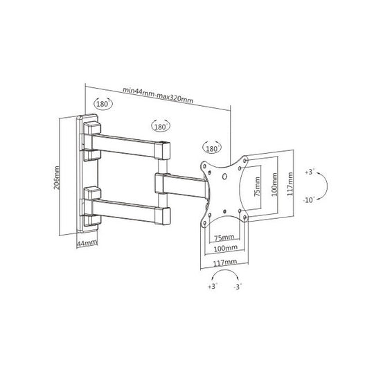 Rhino Brackets Monitor Mount Bracket - 13 to 27 Inch 44lb