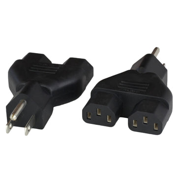 World Cord Adapter NEMA 5-15P to 2x IEC 60320 C13 10A 125V