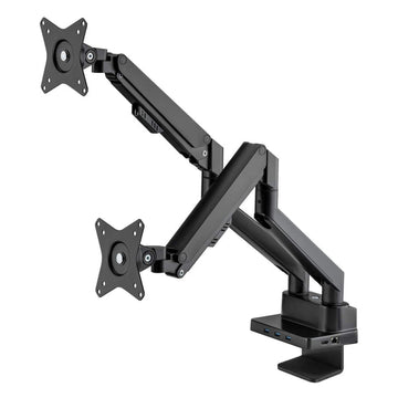 Manhattan Aluminum Gas Spring Dual Monitor Desk Mount with 8-in-1 Docking Station