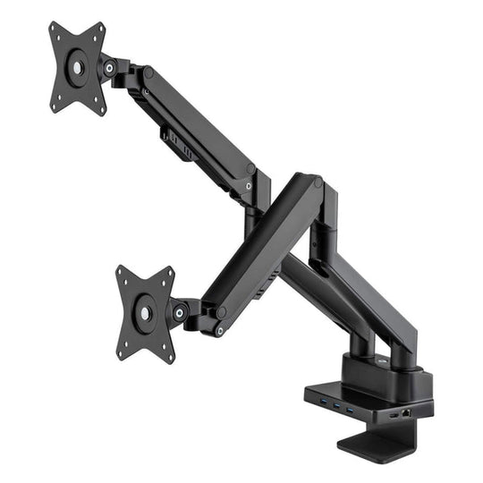 Manhattan Aluminum Gas Spring Dual Monitor Desk Mount with 8-in-1 Docking Station