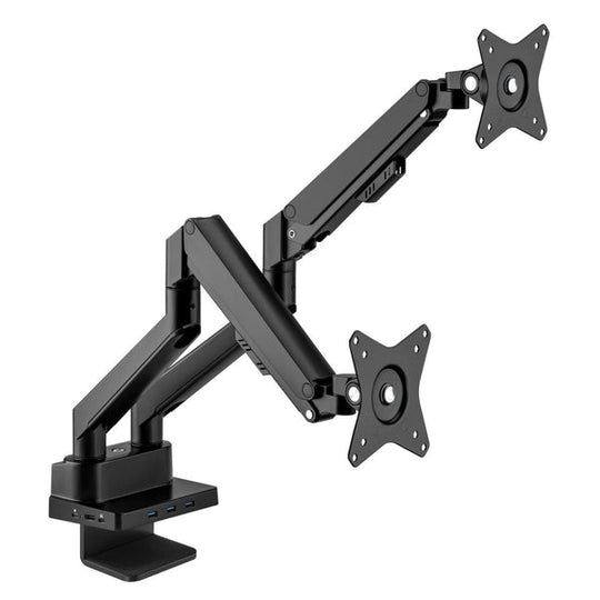Manhattan Aluminum Gas Spring Dual Monitor Desk Mount with 8-in-1 Docking Station