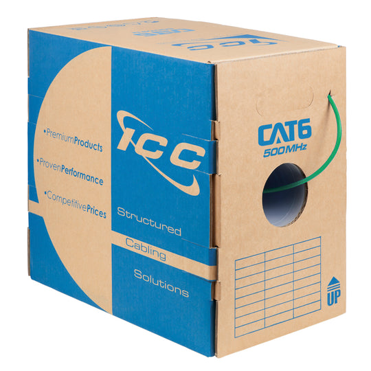 ICC Cat6 CMP, UTP, 23AWG, Solid Pure Copper, UL, Bulk Ethernet Cable - 1000ft Box