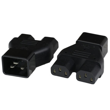 World Cord Adapter IEC60320 C20 Plug to 2x C13 Connector