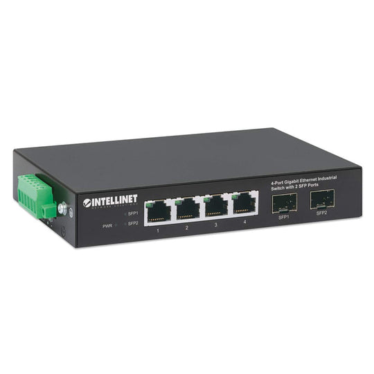 Intellinet Industrial 4-Port Gigabit Ethernet Switch with 2 SFP Ports, 508247
