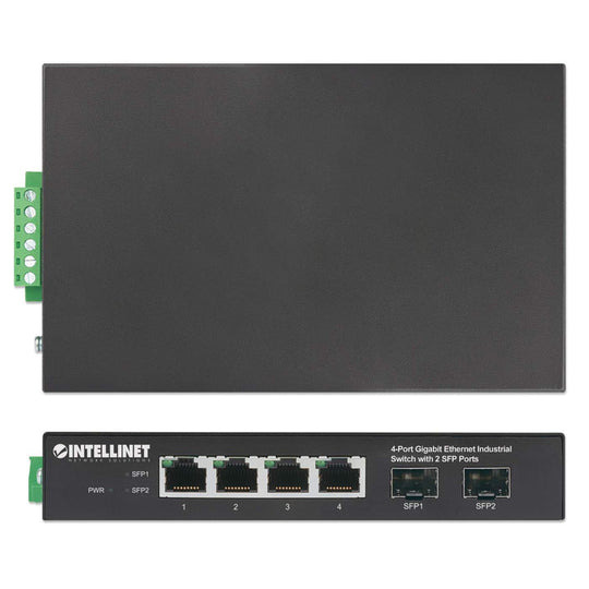 Intellinet Industrial 4-Port Gigabit Ethernet Switch with 2 SFP Ports, 508247