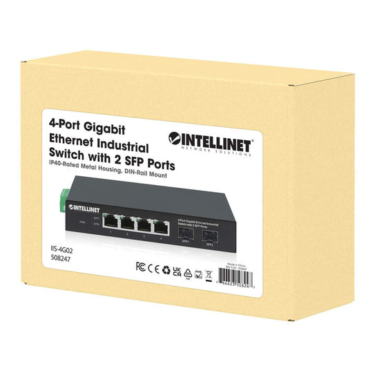 Intellinet Industrial 4-Port Gigabit Ethernet Switch with 2 SFP Ports, 508247