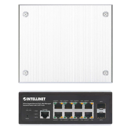 Intellinet Industrial 8-Port Gigabit Ethernet PoE+ Layer 2+ Web-Managed Switch with 2 SFP Ports, 508278