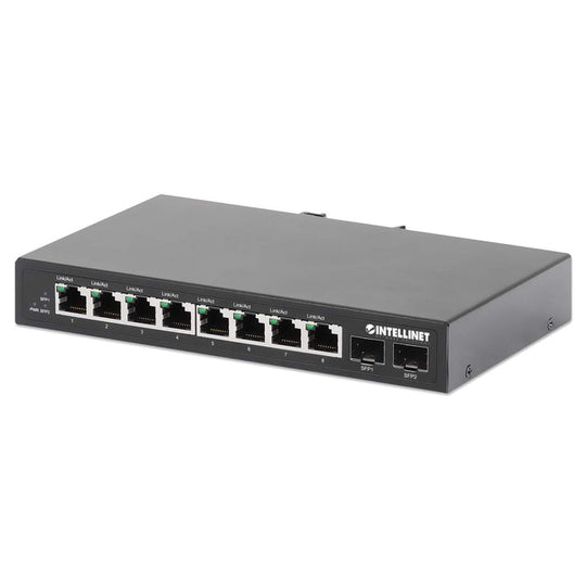 Intellinet Industrial 8-Port Gigabit Ethernet Switch with 2 SFP Ports, 508827