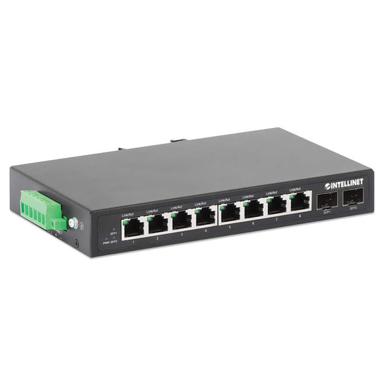 Intellinet Industrial 8-Port Gigabit Ethernet Switch with 2 SFP Ports, 508827