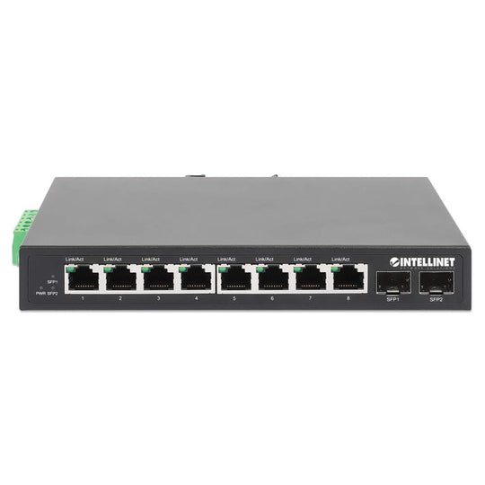 Intellinet Industrial 8-Port Gigabit Ethernet Switch with 2 SFP Ports, 508827