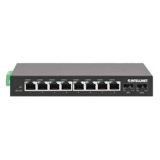 Intellinet Industrial 8-Port Gigabit Ethernet Switch with 2 SFP Ports, 508827