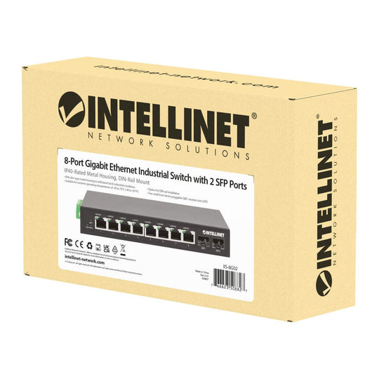 Intellinet Industrial 8-Port Gigabit Ethernet Switch with 2 SFP Ports, 508827