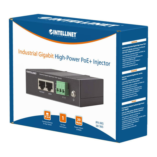 Intellinet Industrial Gigabit High-Power PoE+ Injector, 561365