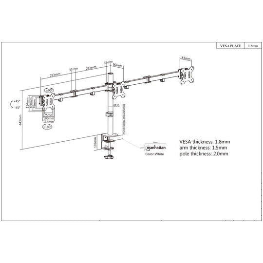 Manhattan LCD Monitor Mount with Center Mount and Double-Link Swing Arms, 461658