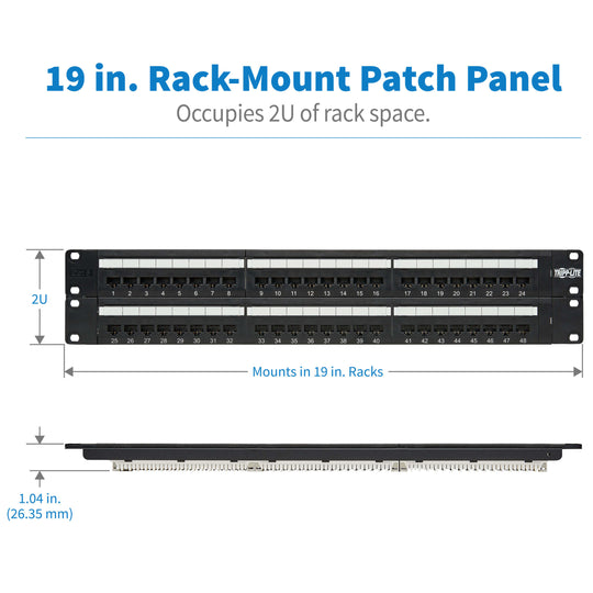 Tripp-Lite N252-048 48-Port 2U Rack Mount Cat6/Cat5 110 Patch Panel