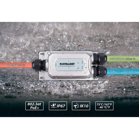 Intellinet Outdoor Vandalproof Gigabit High-Power PoE+ Injector, 561778