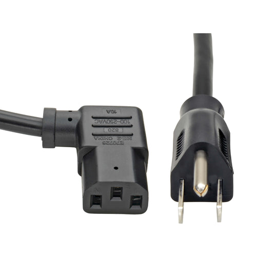Tripp-Lite P006-010-13RA Computer Power Cord, NEMA 5-15P to Right-Angle C13 - 10A, 125V, 18 AWG, 10ft