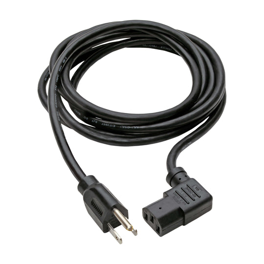 Tripp-Lite P006-010-13RA Computer Power Cord, NEMA 5-15P to Right-Angle C13 - 10A, 125V, 18 AWG, 10ft