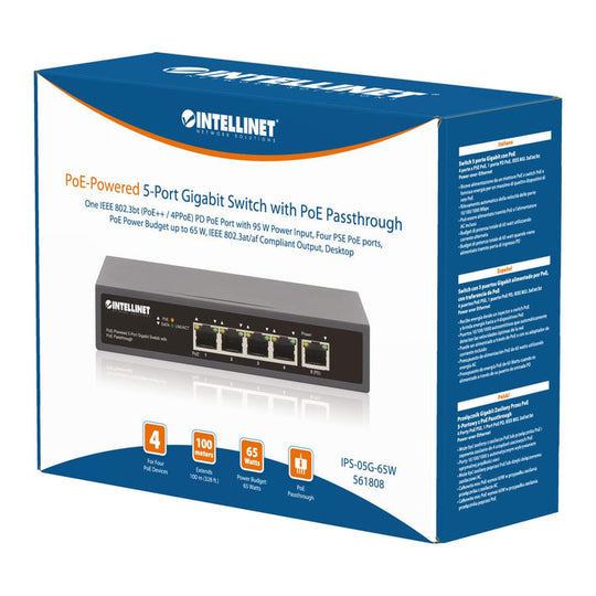 Intellinet PoE-Powered 5-Port Gigabit Switch with PoE Passthrough, 561808
