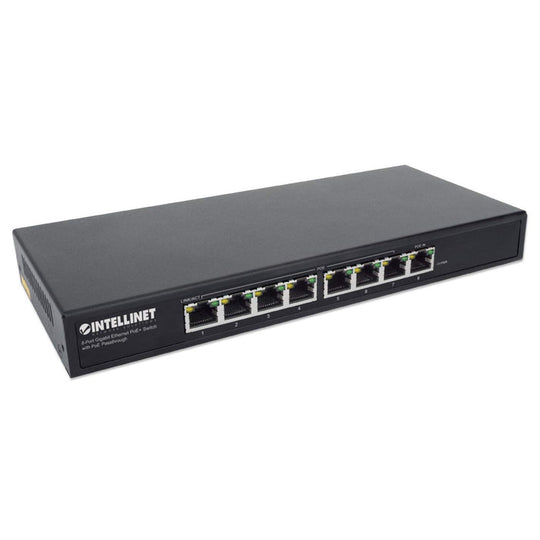 Intellinet PoE-Powered 8-Port Gigabit Ethernet PoE+ Switch with PoE Passthrough, 561679