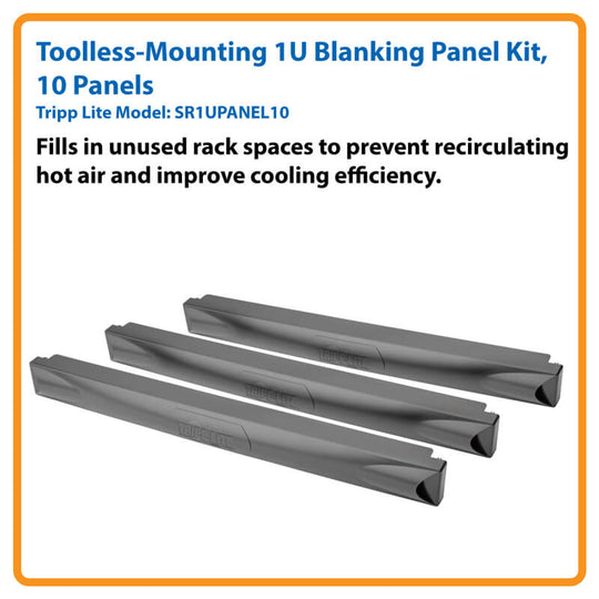 Tripp-Lite SR1UPANEL10 1U Blanking Panel Kit, Toolless Mounting, 10 Pieces