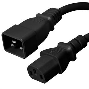 C20 to C13 Power Cord – 15A, 250V, 14/3 SJT - Black