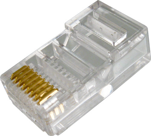 Cat6 RJ45 Connector for 23AWG Round Solid/Stranded Cable - 100pk
