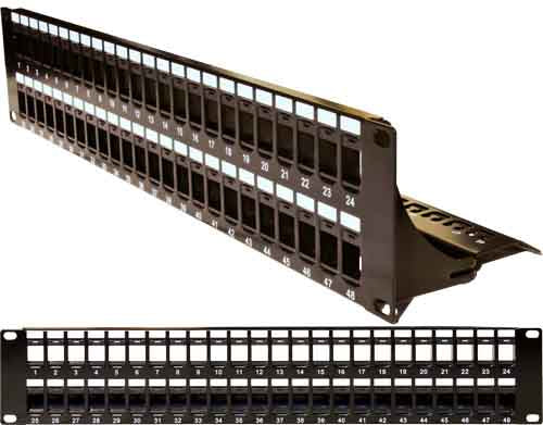 Vertical Cable Blank Patch Panel with Cable Manager - 48 Port