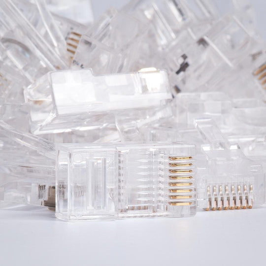 Cat5E RJ45 Connector for Solid/Stranded Cable - 3 Prong 50 Micron 100pk