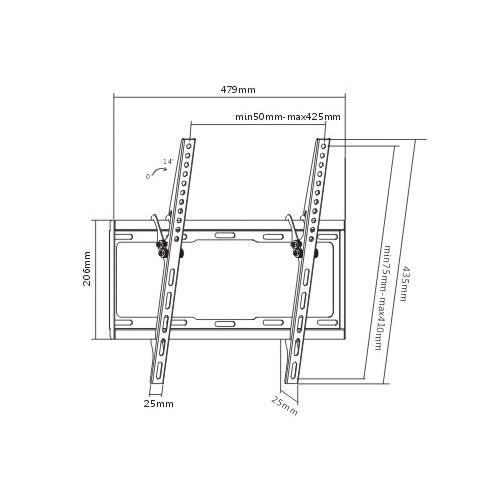Rhino Brackets Low Profile Tilt TV Wall Mount for 32-55 Inch Screens