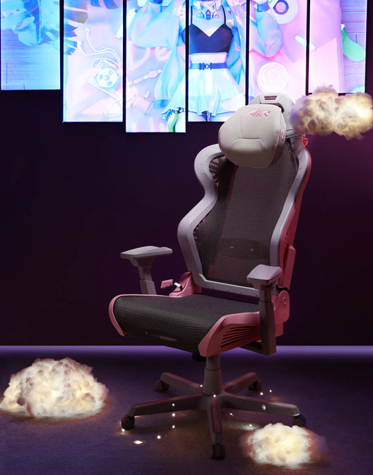 DXRacer Air Mesh Gaming Chair Modular Office Chair - Grey & Pink