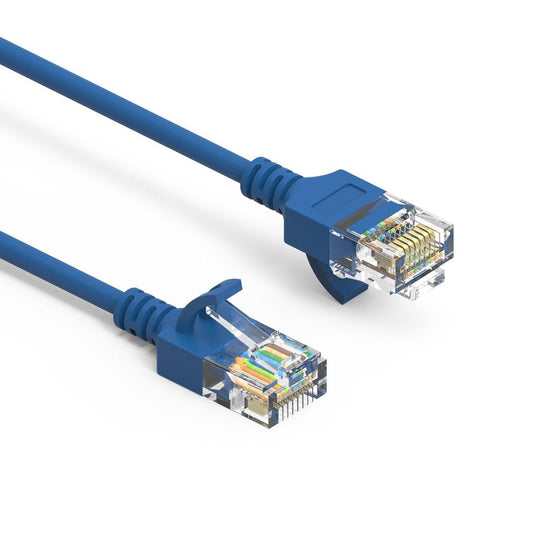 Cat6A Slim Ethernet Patch Cable, Snagless Boot - Blue