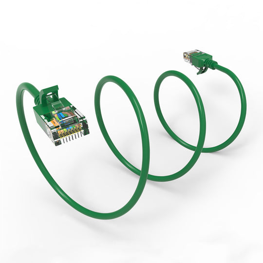 Cat6A Slim Ethernet Patch Cable, 28AWG, Snagless Boot - Green